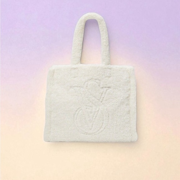 Victoria's Secret White Sherpa Tote "NWT" - Picture 5 of 5